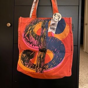 Andy Warhol $ Tote Bag with attached coin purse